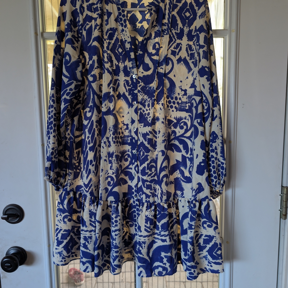 Zara Blue And White Abstract Dress
